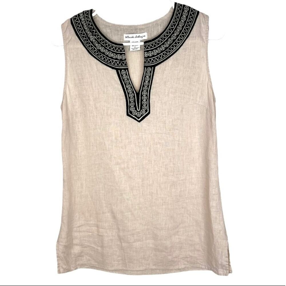 Telluride Clothing Co. Linen Blend Lightweight Summer Embroidered Tank Size S